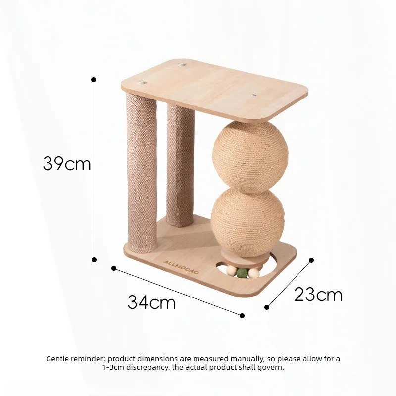 Rascador vertical doble para gatos con cama integrada