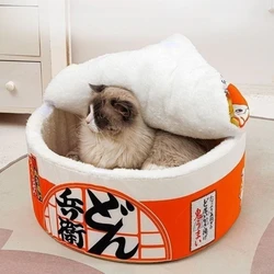 Cama con tapa para gatos y perros pequeños - refugio cálido y cómodo