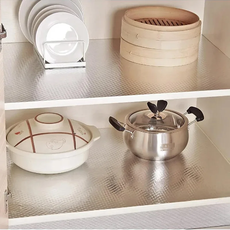 Pegatinas impermeables de papel de aluminio a prueba de aceite para cocina, papel tapiz autoadhesivo, pegatinas para encimera, cajones, gabinetes, línea de estante - imagen 3