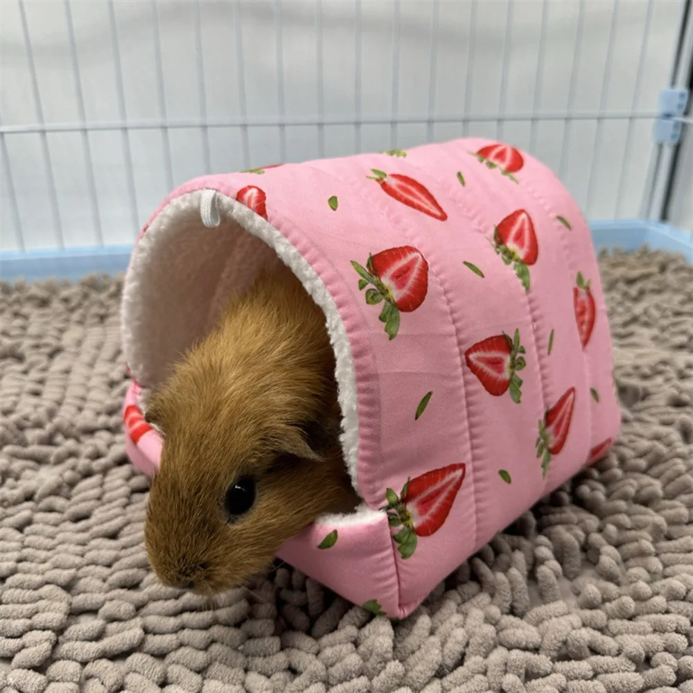 Cama para dormir con estampado cálido para otoño e invierno, nido Triangular para mascota, pájaro, loro, conejo, ardilla, conejillo de indias, jaula colgante para hámster - imagen 5