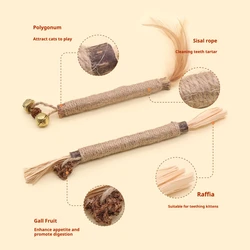 Juguete dental de madera para gatos interactivo con pluma y campana