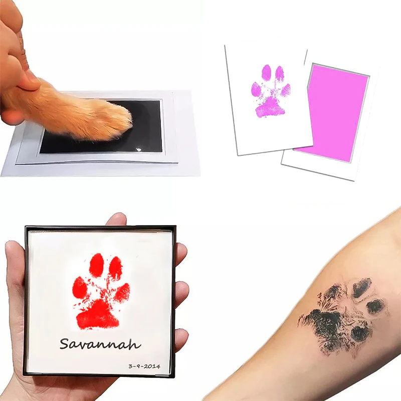 Juego de tinta con estampado de pata de perro y gato, almohadilla para huellas de manos de bebé, segura, no tóxica, sin lavado, fácil de limpiar, huellas de manos Diy, recuerdos para cachorros