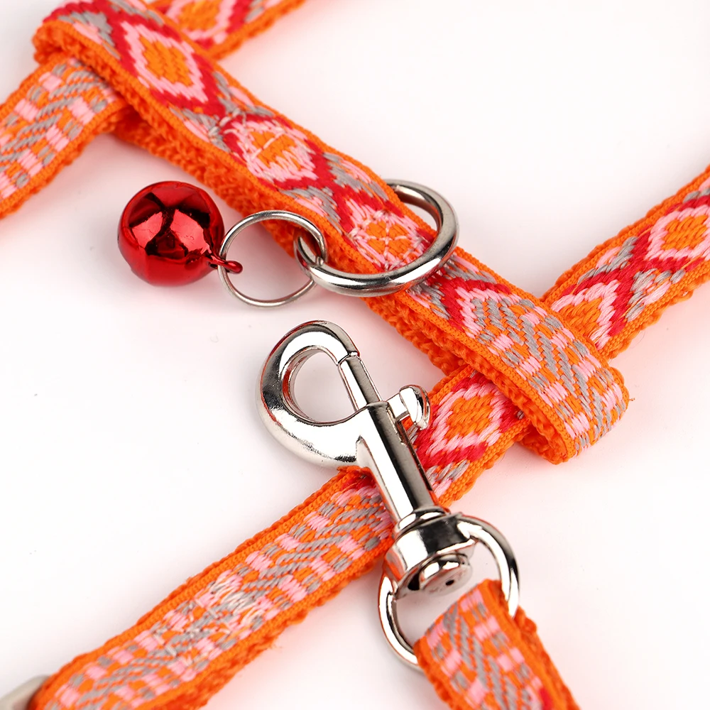 Arnés de nailon para gatos, chaleco con correa de plomo ajustable para cachorros, gatos pequeños y medianos, con accesorios de campana, juego de correas - imagen 3