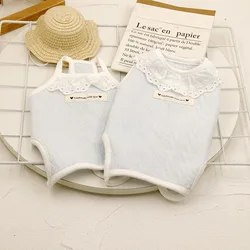 Mono con cuello de encaje para mascotas, ropa de dormir para el hogar, gato, oso de peluche, camisa Base bonita, ropa para cachorros pequeños, otoño e invierno