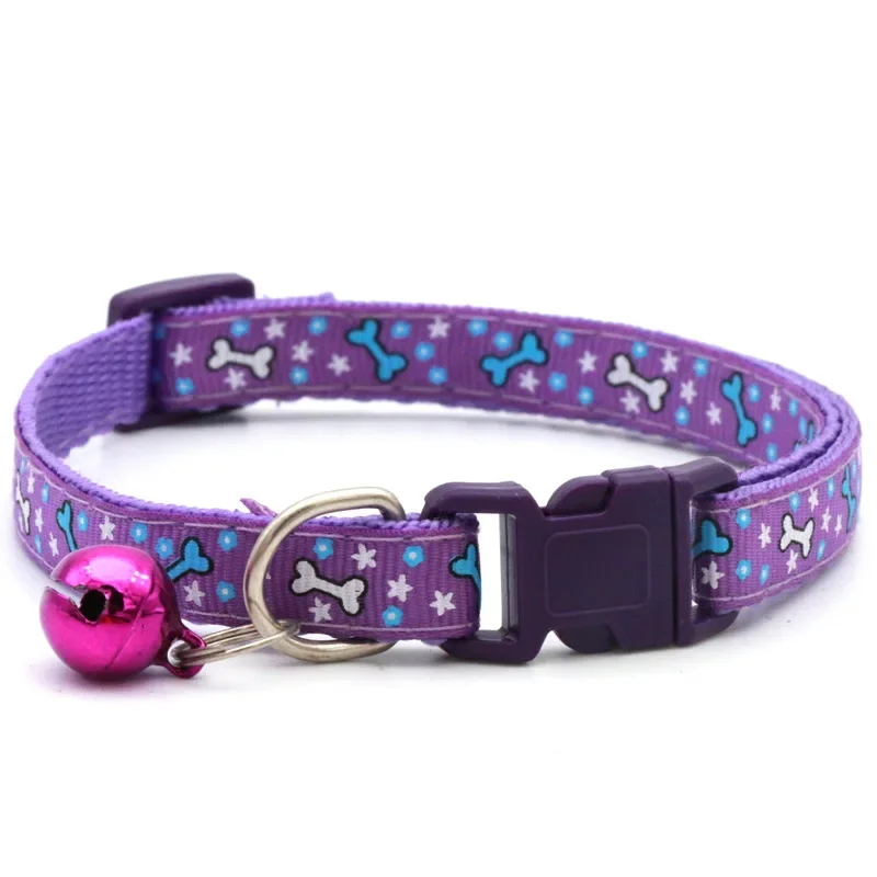 Collar ajustable de hueso de dibujos animados para perro, gatito y gato, hebilla de poliéster con campana, accesorios para perros pequeños, suministros para gatitos - imagen 5
