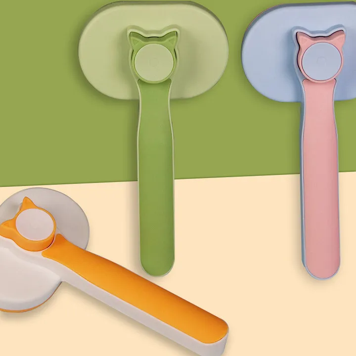 Peine de masaje para mascotas, gatos y perros, nudos abiertos para eliminar el vello flotante, peine de aguja de acero inoxidable, peine de depilación con un solo clic - imagen 4