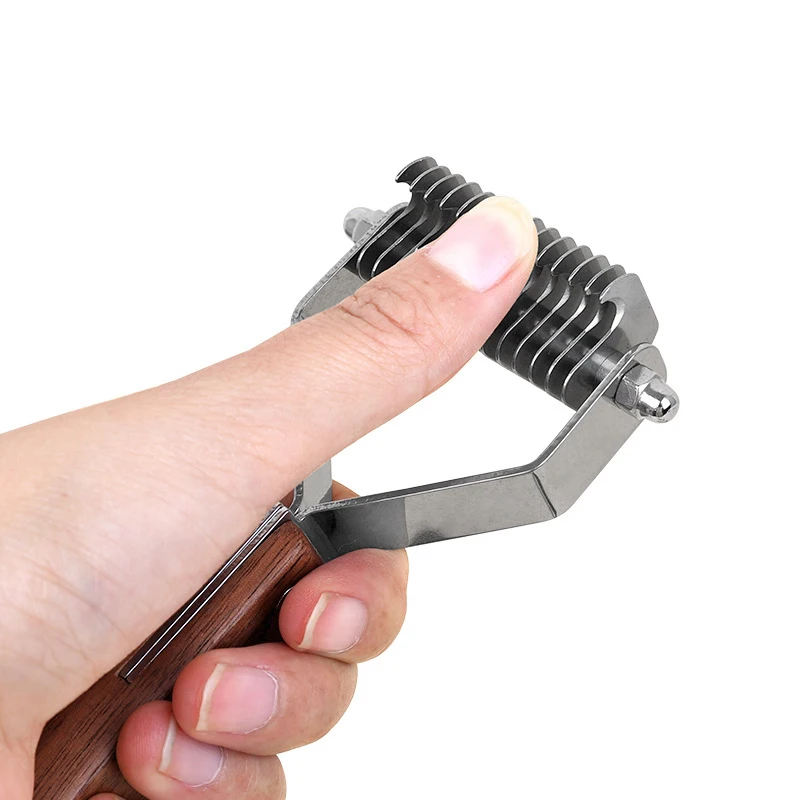 Peine anudado de acero inoxidable para mascotas, removedor de pelo de perro de doble cara, mango de madera, cepillo de deshedding para perros, gatos, accesorios para perros