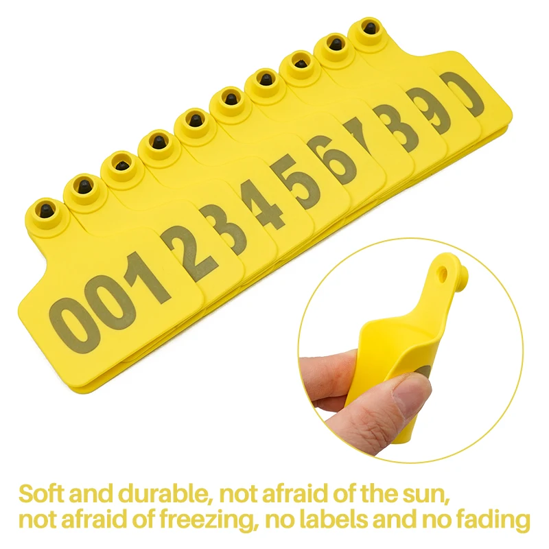 100 Uds. Etiquetas para las orejas de ganado y vacuno No. 001-500 Tarjeta de identificación digital Señalización Tipo láser Etiquetas de oreja de animales de granja con cabeza de cobre - imagen 5