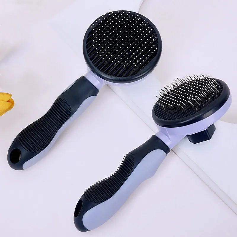 Peine para perros, cepillo autolimpiante para gatos, cepillo de ojal para perros, removedor de pelo para mascotas con un botón, cepillos de masaje para gatos, peines automáticos para perros - imagen 2