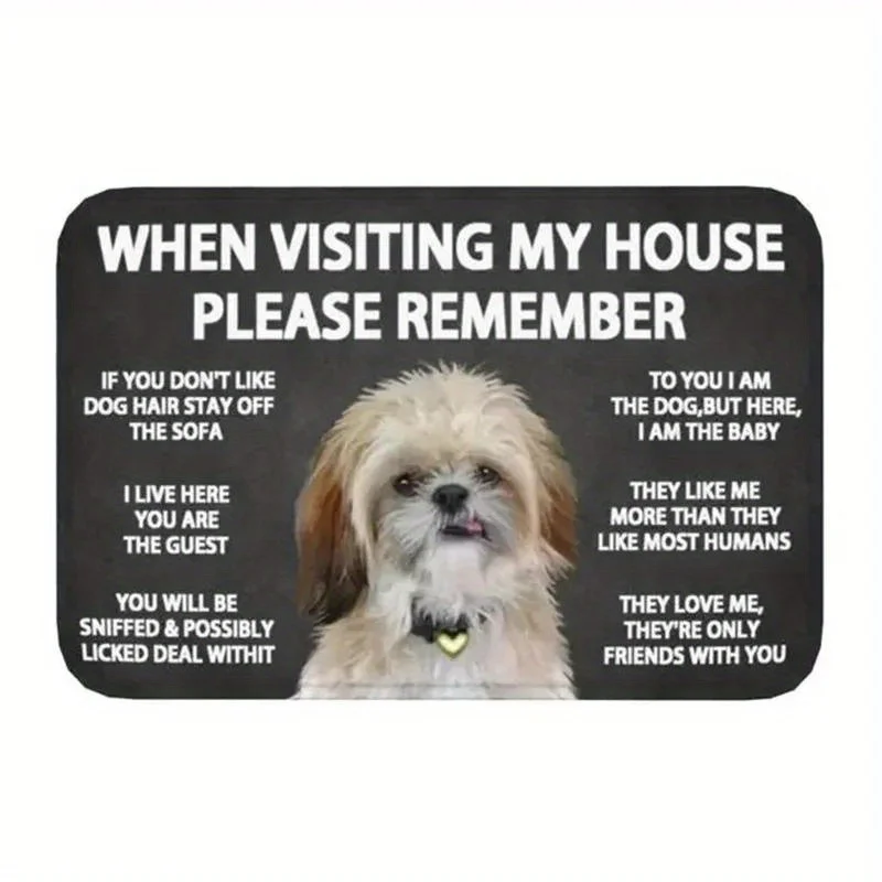 Felpudo de bienvenida para perros, alfombra decorativa antideslizante para la entrada del hogar, Shih Tzu