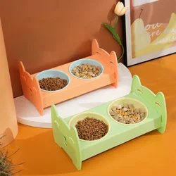 Juego de cuencos para perros y gatos, cuenco doble para cachorros/gatitos, antiderrames, diseño elevado para protección del cuello, comedero de alimentos y agua,