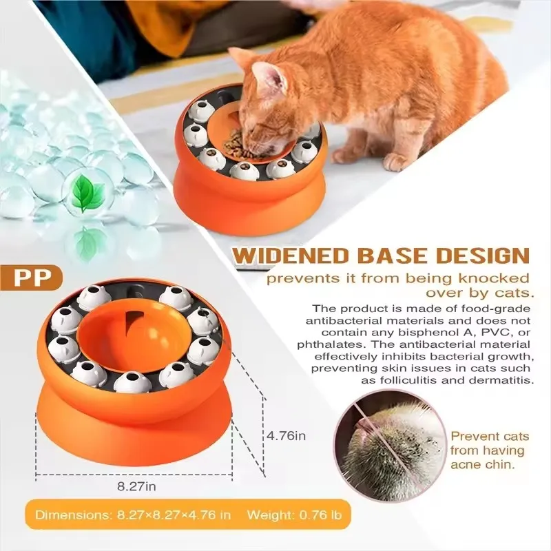 Juguete rompecabezas para gatos, cuenco alimentador lento, divertido, interactivo, desacelado, mascotas, comiendo, protege el cuello del gatito, alimentación multifunción para mascotas, diseño inclinado - imagen 5