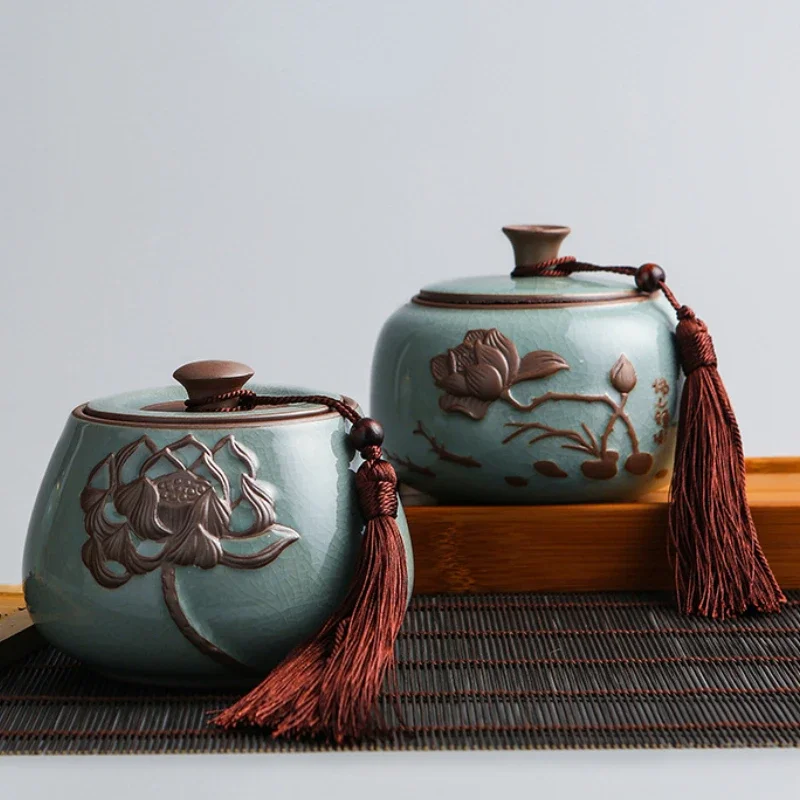 Cenizas de celón de loto talladas a mano, urna para mascotas, cremación de perros y gatos, urnas de cerámica, tarro sellado, arte conmemorativo funerario, tamaño grande - imagen 2