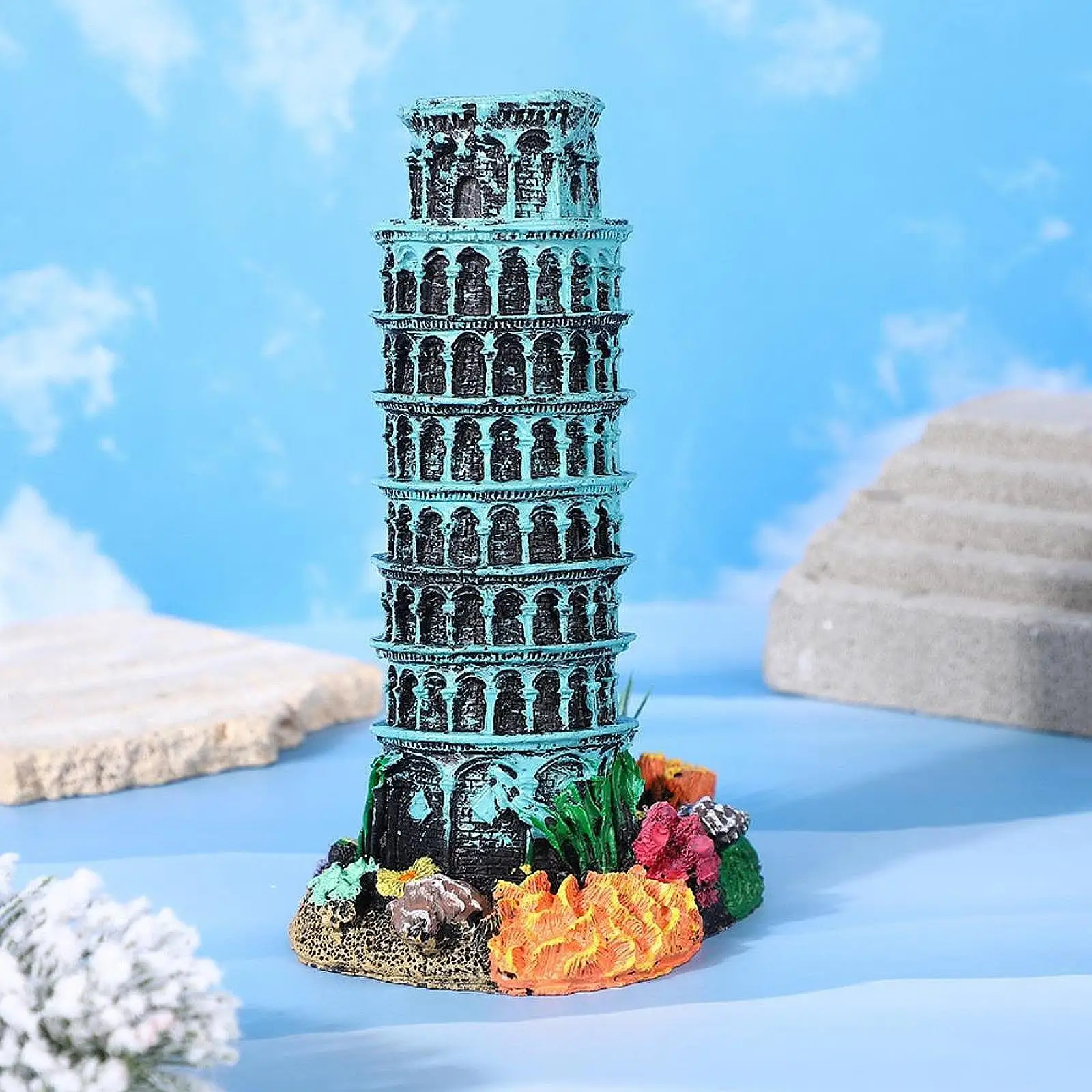 Aquarium Landscape Ornament, Fish Tank Adornment ,Collectible Leaning Tower of Model, for DIY Crafts Home Ornament