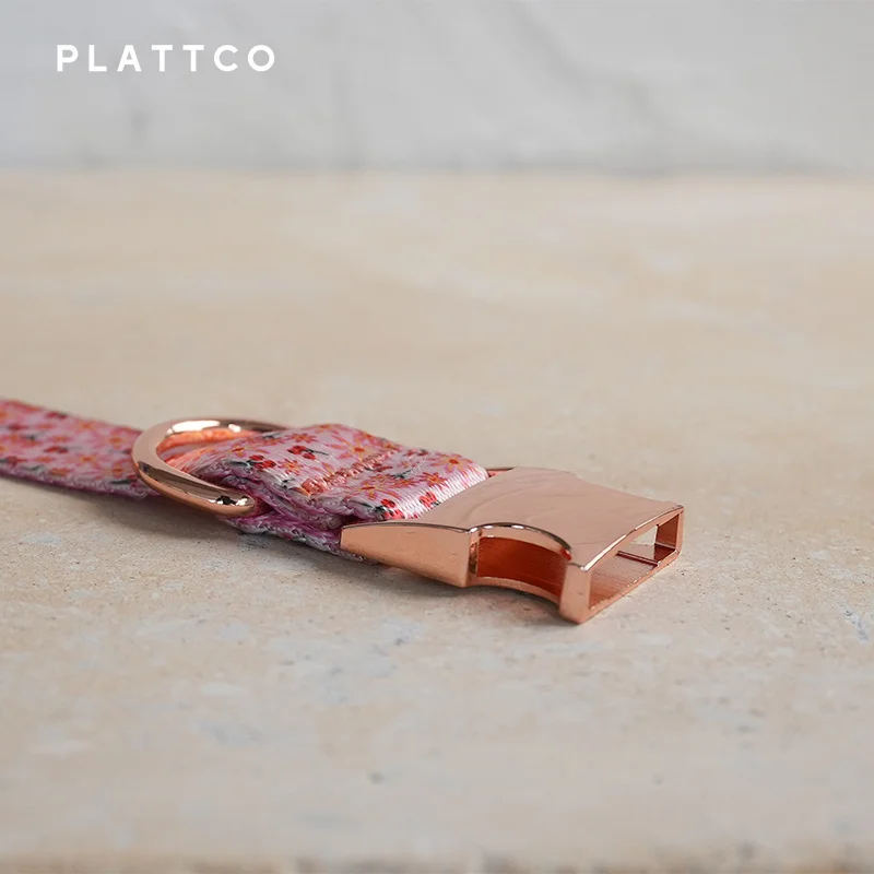 PLATTCO-collar de perro de diseño único, estampado de lirio rosa con hebilla de oro rosa de alta calidad, 5 tamaños, PDC301RG - imagen 5