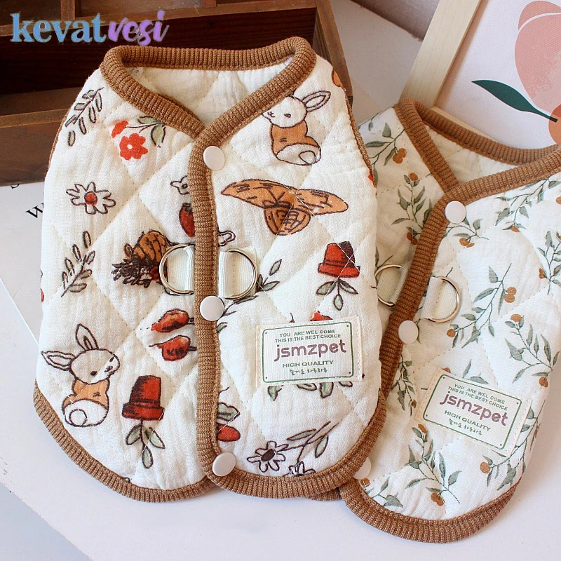 Ropa con estampado bonito para perros, abrigo para perros de otoño e invierno, chaqueta cálida y acogedora para cachorros, ropa para Chihuahua Yorkie, accesorios para perros