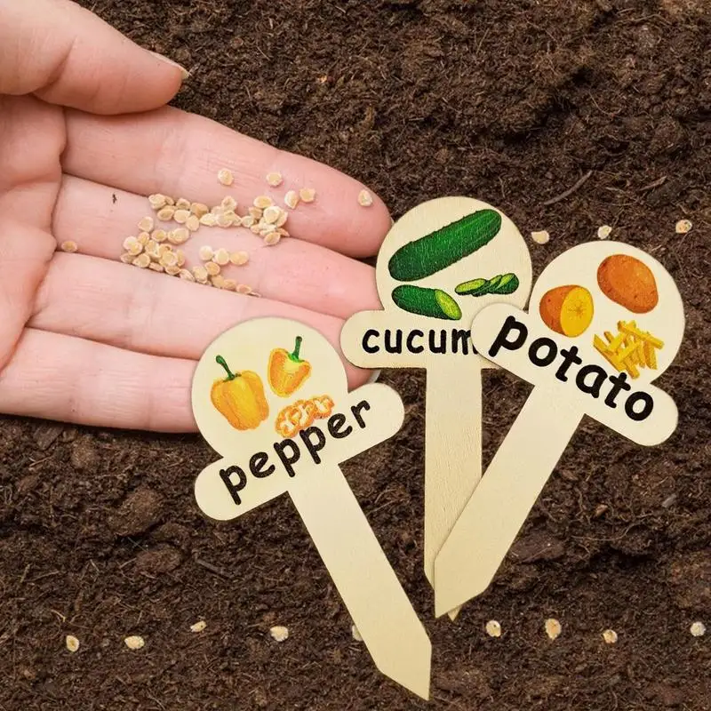 Etiquetas y etiquetas para plantas, etiquetas de plantas de madera para jardín al aire libre, estacas de nombre reutilizables para patio trasero, Patio, balcón, césped - imagen 3