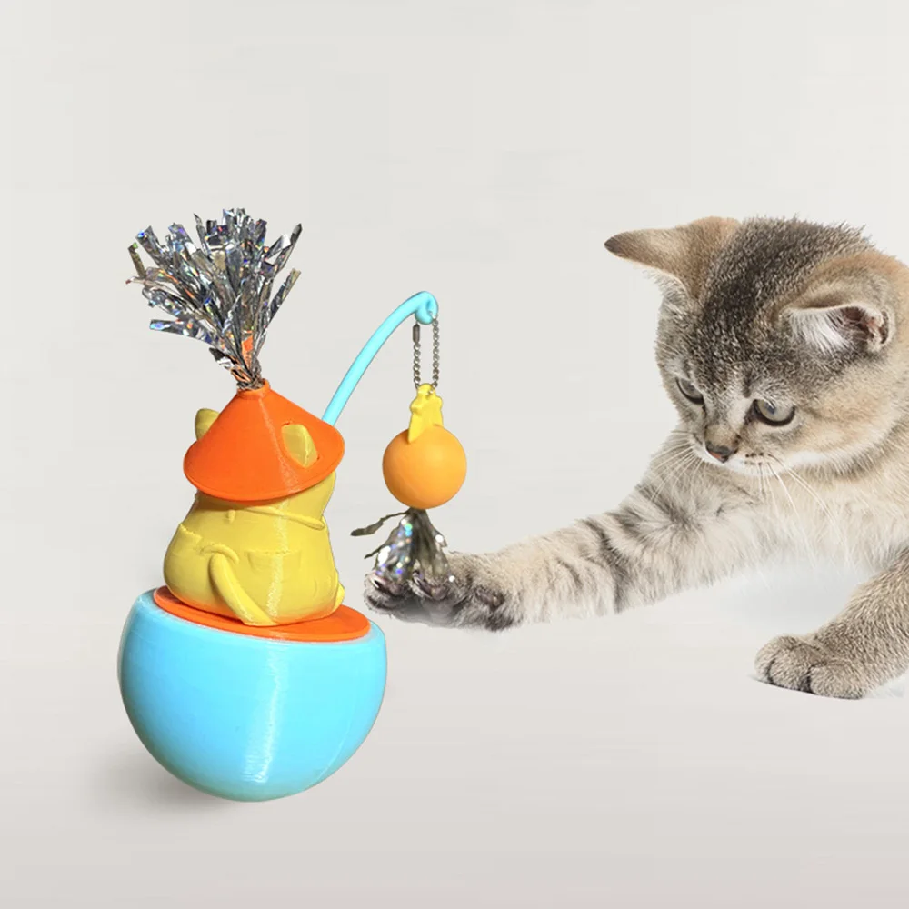 Nuevo juego de juguetes para gatos: varita teaser + lindo vaso para rascar la bola, autojuego para aliviar el aburrimiento, - imagen 3