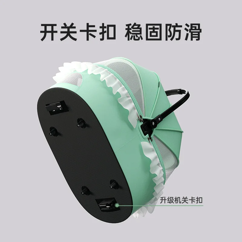 Carro para mascotas de tamaño pequeño y mediano, carrito para gatos y perros, cochecito decorativo de encaje plegable ligero y desmontable para mascotas - imagen 4