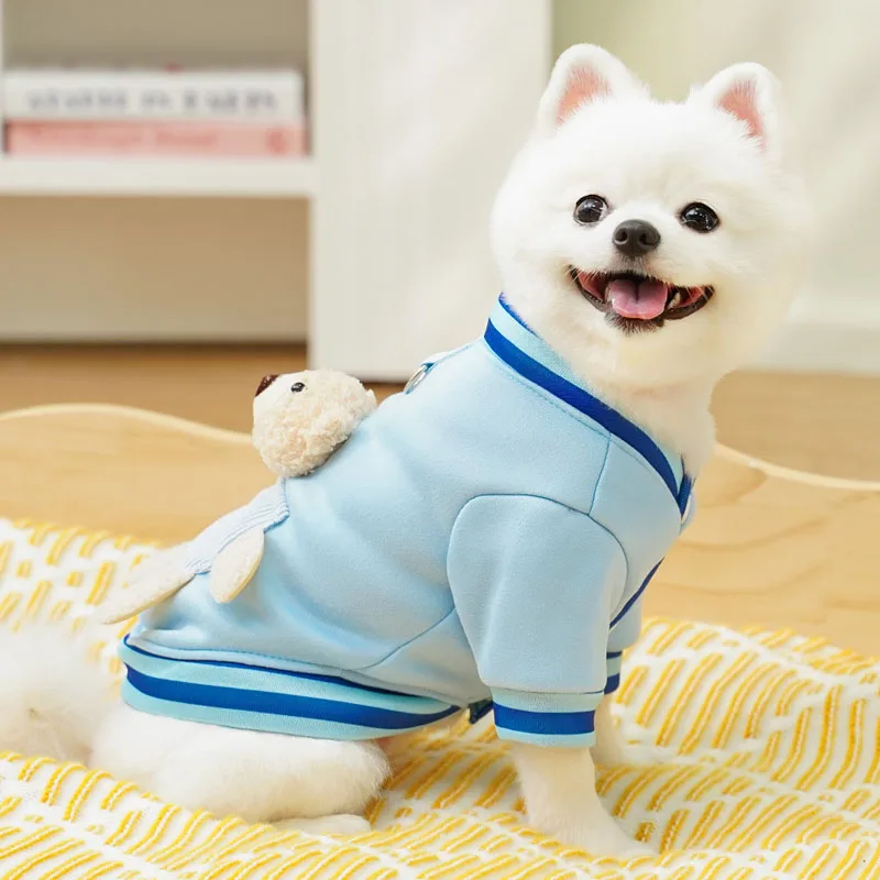 Abrigo con capucha para perro, cárdigan cálido, sudadera con patrón de oso, ropa para mascotas, abrigo para perro, chaqueta para perros pequeños, traje de Bulldog Francés Dachshund - imagen 3