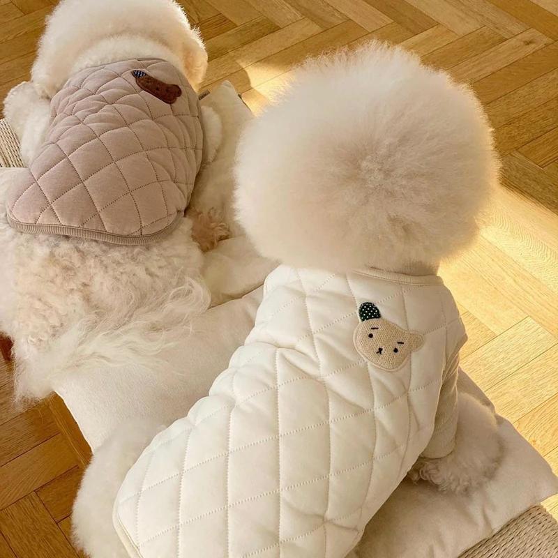 Bichon-ropa de algodón para perros y gatos, chaqueta gruesa y cálida de oso bonito para otoño e invierno, suministros para mascotas - imagen 3
