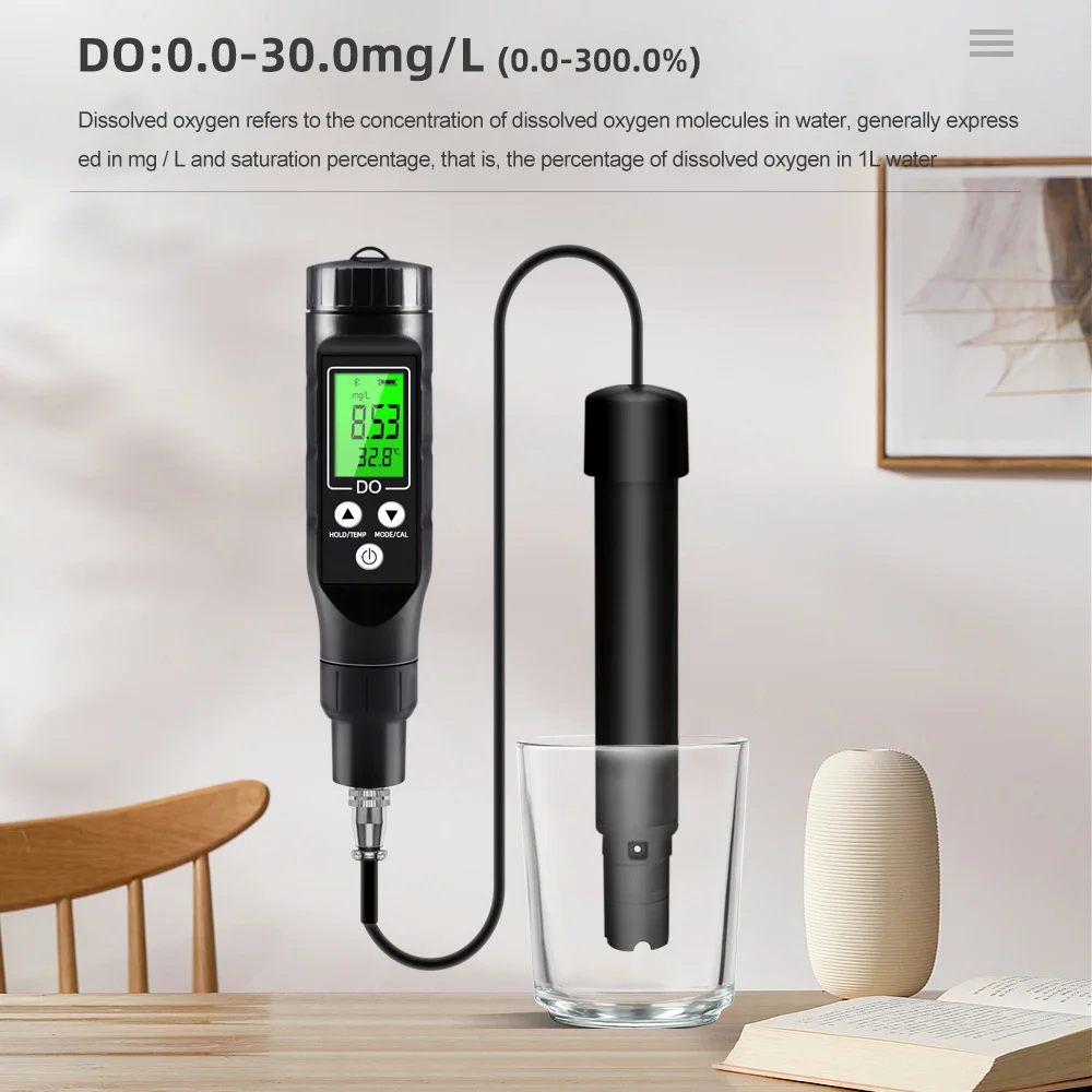 BLE-9100 medidor de oxígeno disuelto Bluetooth 0,0-30,0 Mg/L analizador profesional DO probador inteligente de concentración de oxígeno para pecera - imagen 4