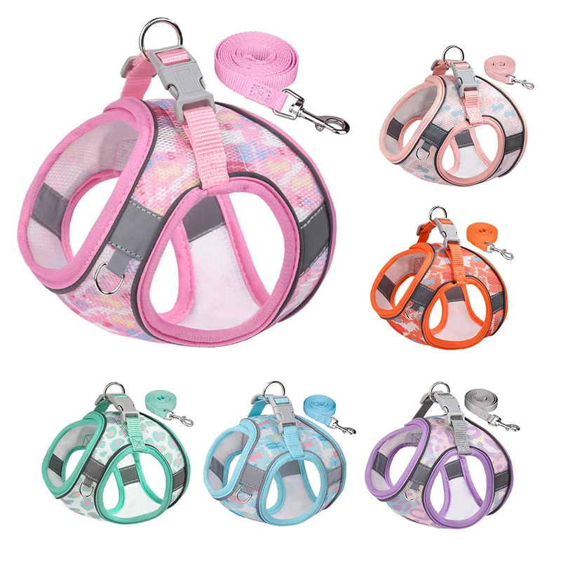Conjunto de correa de arnés para perro, chaleco reflectante para cachorros y gatitos, correa transpirable para el pecho para perros pequeños, gatos, Chihuahua, correa para caminar