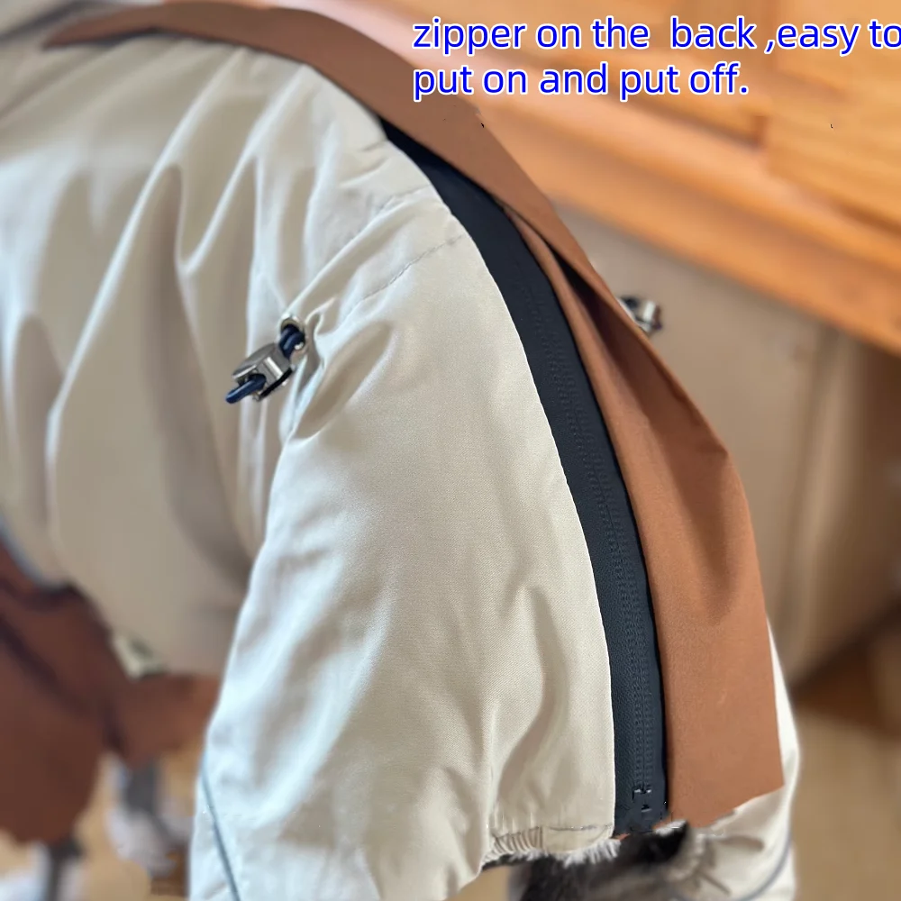 Otoño Invierno Chaqueta caqui de felpa engrosada de 4 patas Abrigo cálido impermeable a prueba de viento para Italia Greyhound Huibit Ropa de perro mascota - imagen 5
