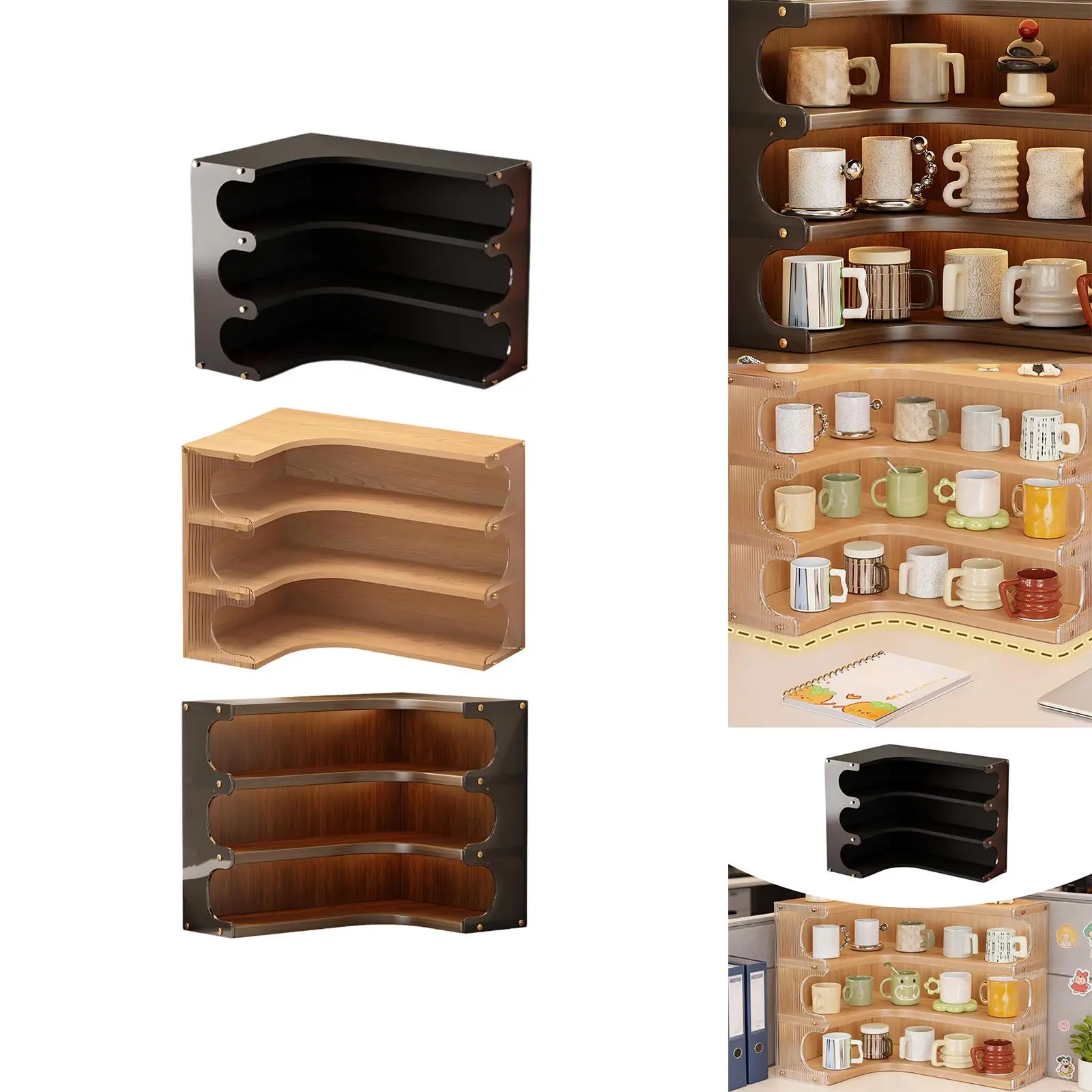 Estante organizador de esquina de escritorio, estante de almacenamiento de madera para apartamento, cocina, Hotel - imagen 2