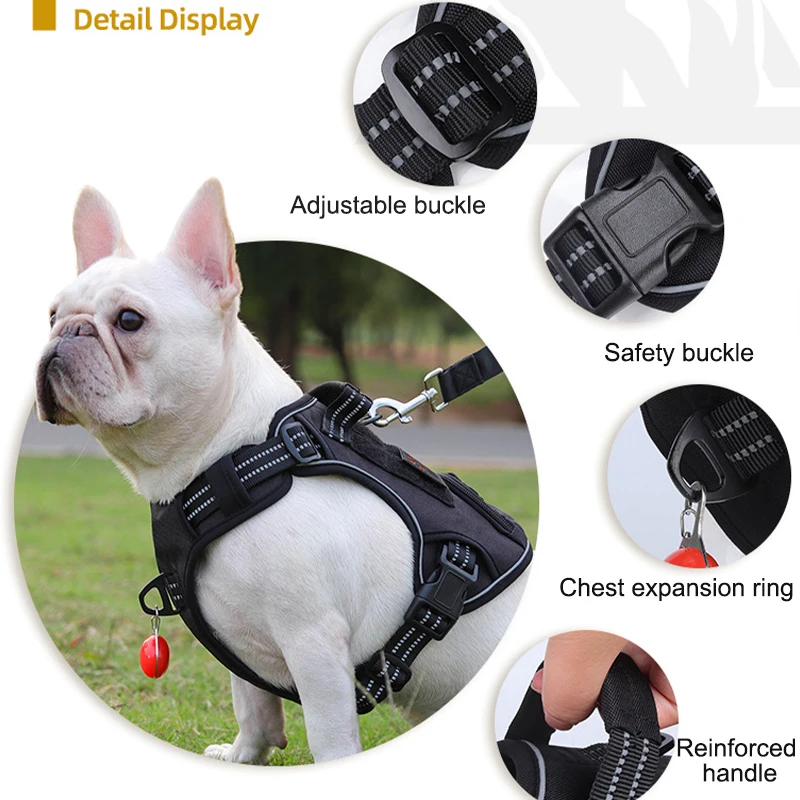 Arnes tactico para perros grandes: con correa y bolsillo de bolsas - imagen 2