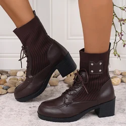 Botines para perros vintage con tacón grueso - Botas cortas negras