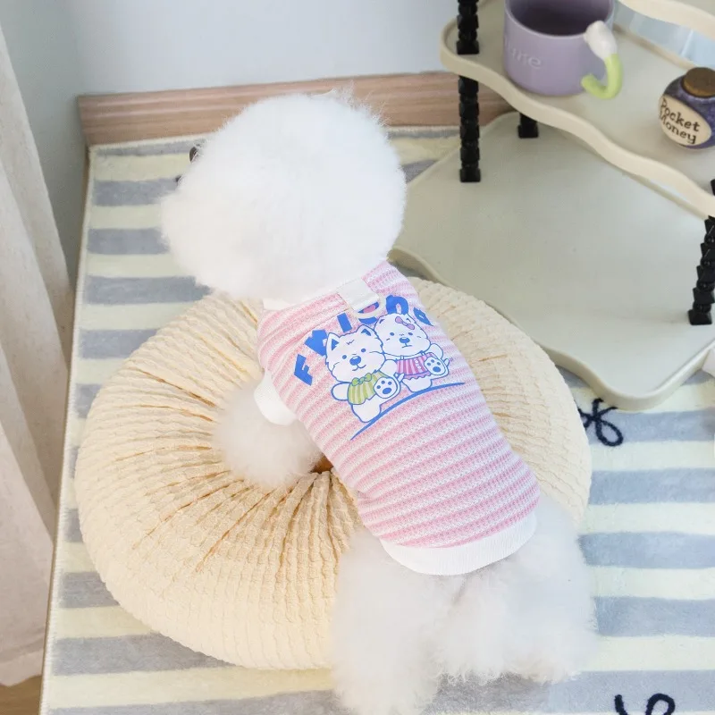Ropa bonita de verano para perros, chaleco para cachorros, oso, Yorkshire, Chihuahua, camiseta a rayas, suministros de disfraz para gatos y mascotas, regalo para perros pequeños fino