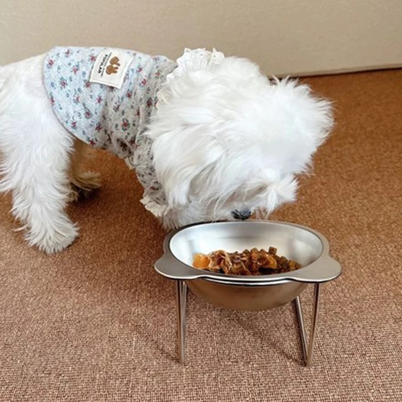 Cuenco de acero inoxidable para gatos, soporte para mascotas, aumento de altura, protección del cuello, cuenco para mascotas, cuenco antigolpes para perros, cuenco de comida para gatos, cuenco de arroz - imagen 2