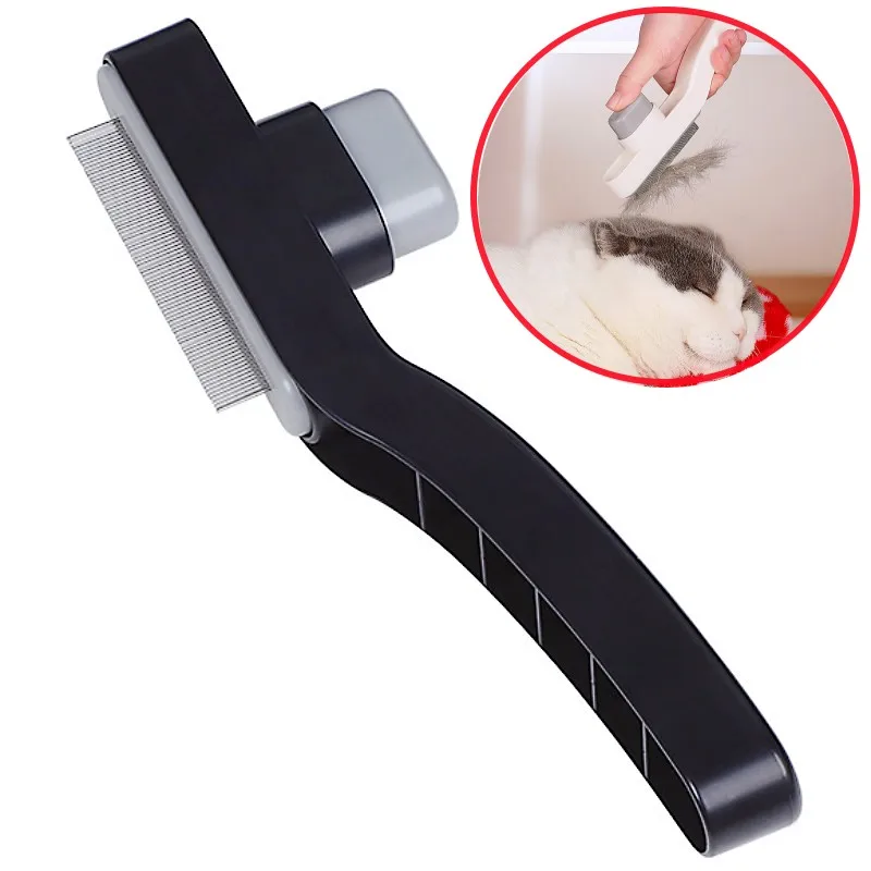 Peine para perros, cepillo automático para gatos, peines de dientes densos para el cuidado de perros, removedor de pelo para mascotas, cepillo autolimpiante para gatos, peine para perros, suministros para mascotas