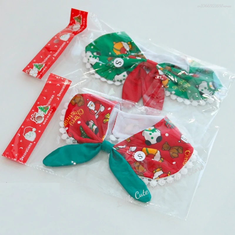 Collar de perro de Navidad con joyas, cinta para cachorros y gatos, bufanda, colgante, Collar con lazos para mascotas, accesorios navideños de satén para nuevos gatitos - imagen 5