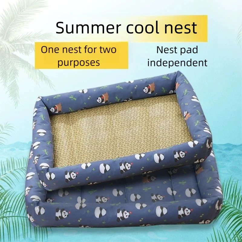 Estera de enfriamiento para mascotas, estera de mimbre, almohadilla de enfriamiento para perros y gatos, estera de aire acondicionado para mascotas de verano, cojín para perrera para todas las estaciones, cama fresca - imagen 3