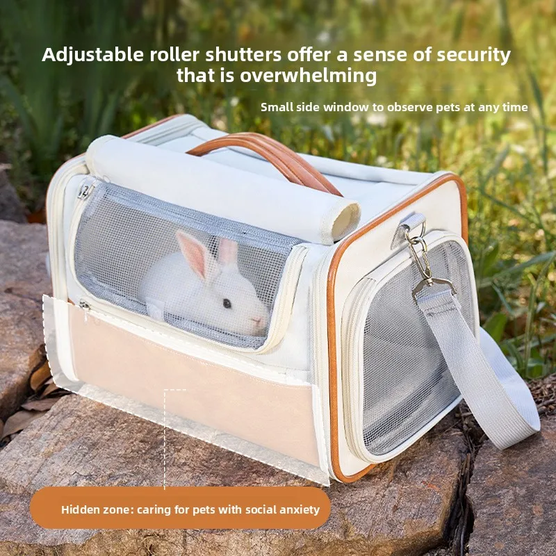 Bolsa para gatos portátil para gatos y conejos, bolsa portátil para mascotas de gran capacidad, suministros de mochila para mascotas de un solo hombro - imagen 2