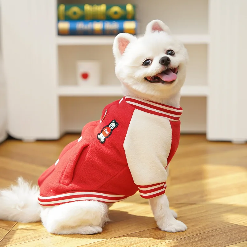 Nueva ropa de otoño e invierno para mascotas, ropa de béisbol, chaqueta para perros y gatos, ropa para perros de peluche - imagen 4