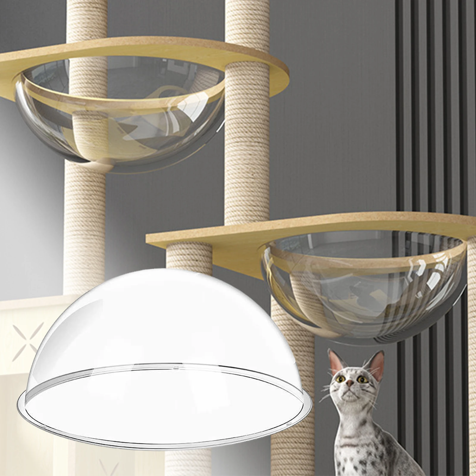 Cubierta de cúpula de cápsula transparente espacial, muebles de nido de cama interior para árbol, marco de escalada para gatos, estantes para gatos, accesorios DIY, poste de captura - imagen 3