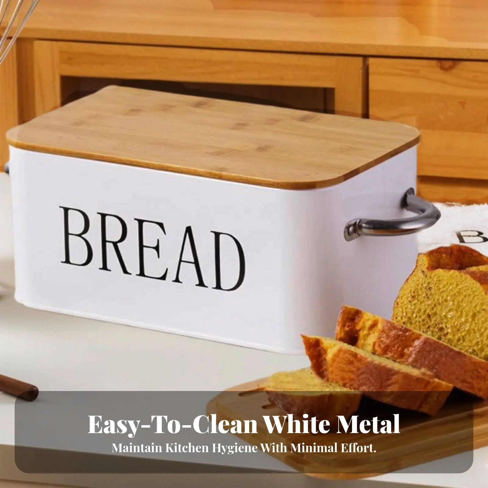Contenedor de pan 2 en 1 - diseño metálico apto para alimentos - imagen 5