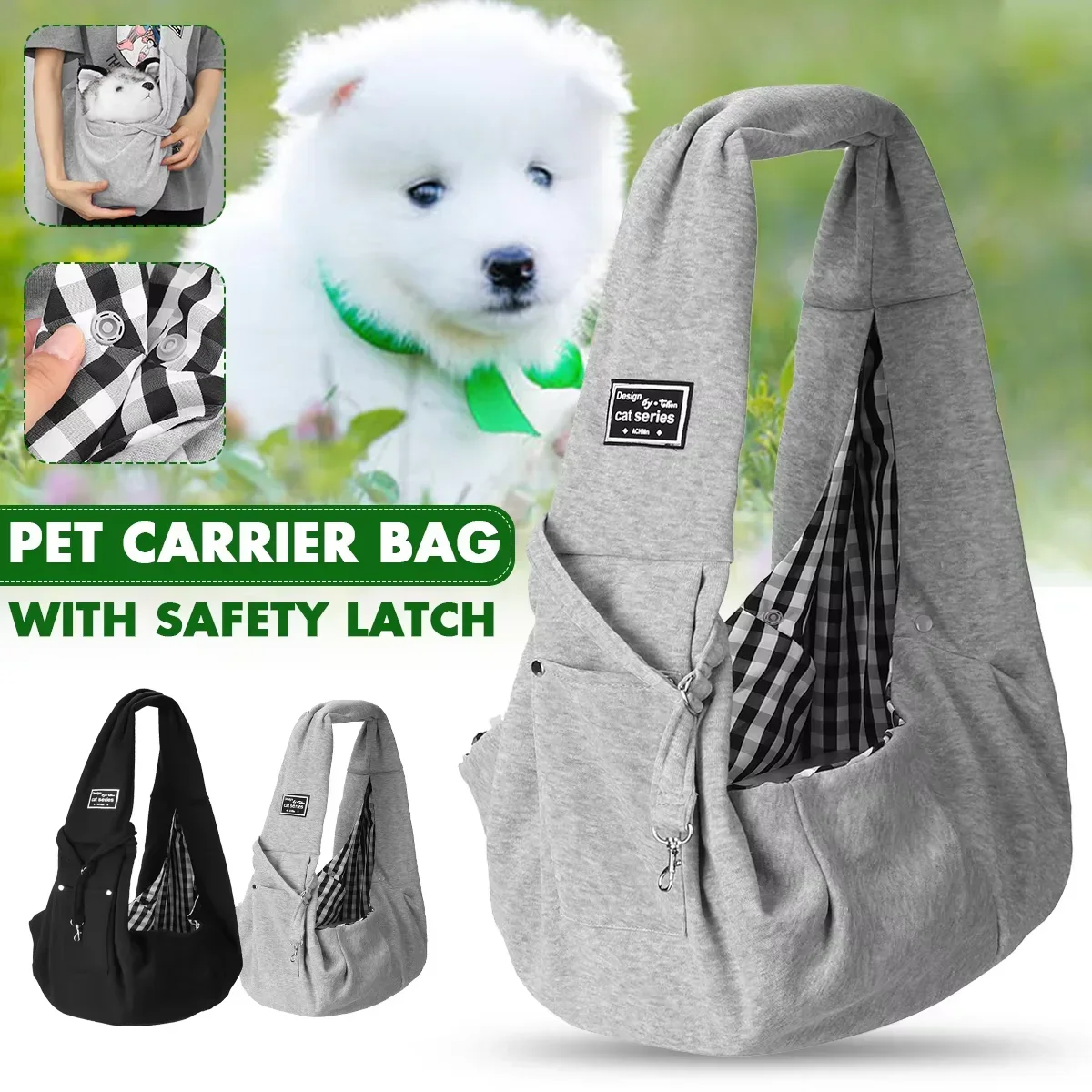 Bolso de hombro tipo bandolera para mascotas, bolsa de viaje al aire libre para gatos y cachorros con bolsillo de almacenamiento, mochilas portátiles para mascotas, arnés de seguridad - imagen 3