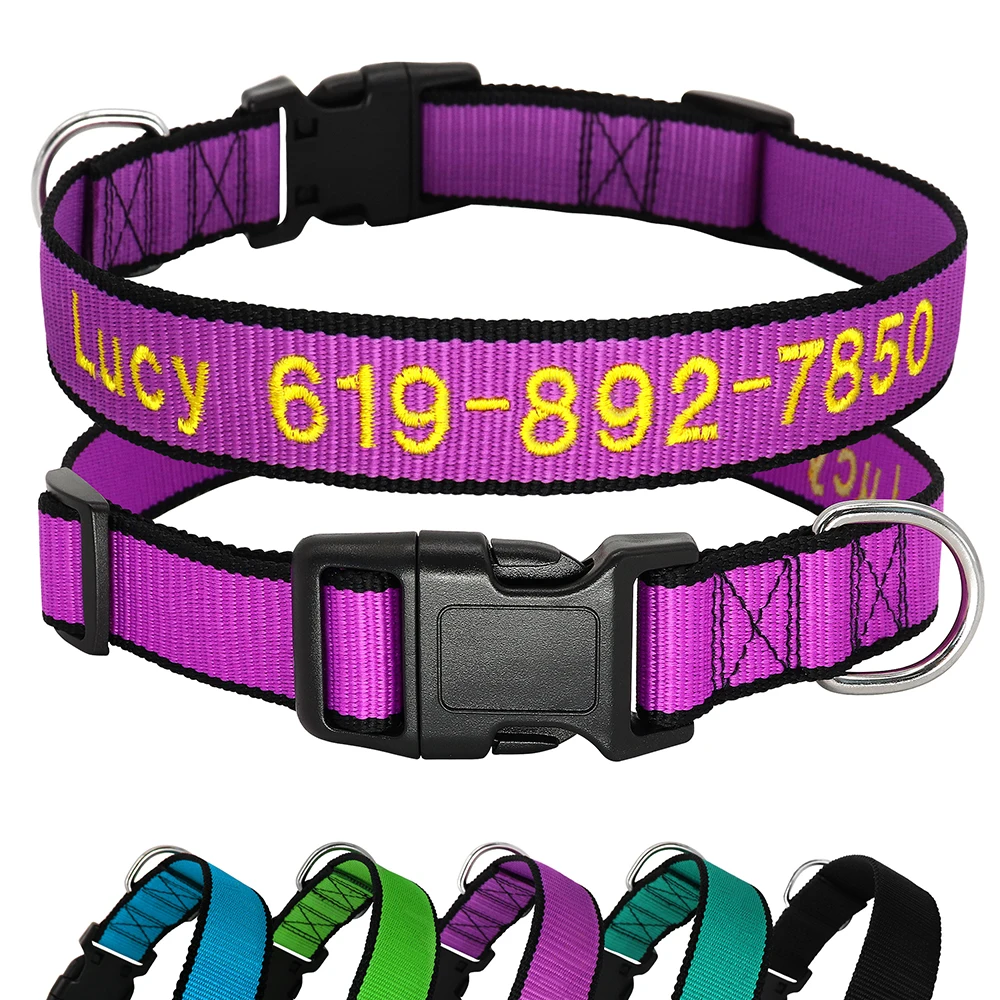 Collar personalizado para perros grandes, Collar bordado para mascotas, proveedor ajustable para perros pequeños, medianos y grandes