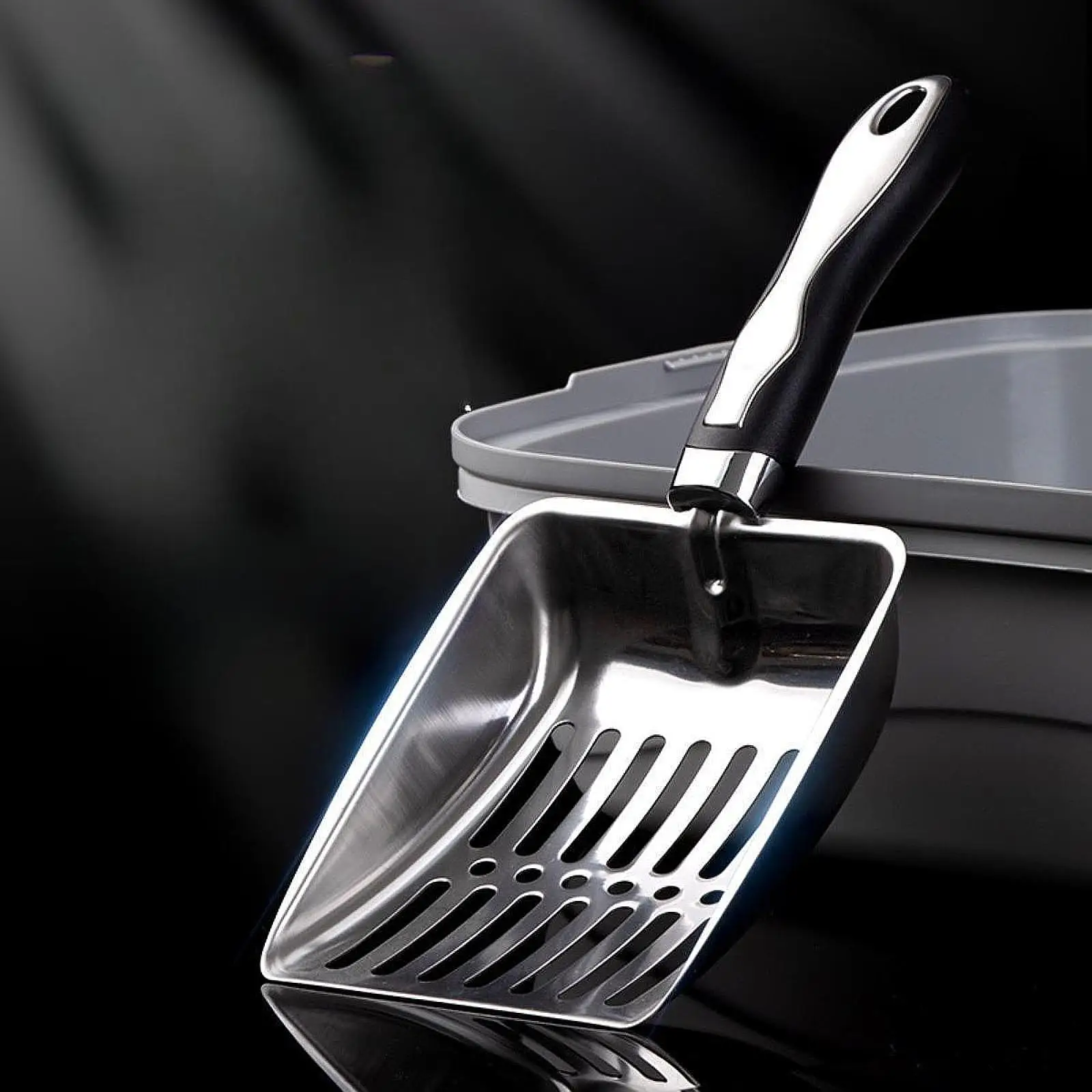 Stainless Steel Litter Scoop Deep Spade Sifter Long Handle Pet Cleaning Tools, Cat Sand Spade Kitty Scooper for Kittens