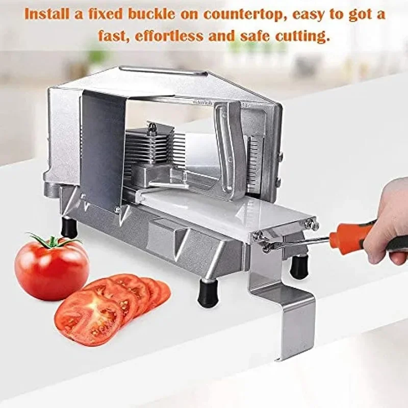 Rebanador de tomate comercial, cortador de tomate resistente de 3/16" con tablero deslizante de polietileno incorporado para uso en restaurante o en el hogar - imagen 5
