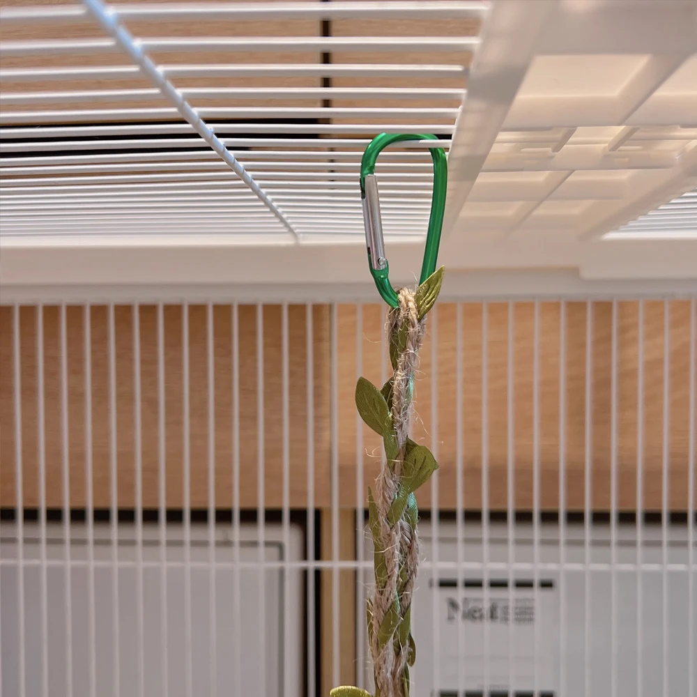 Columpio de loro de madera con enredaderas trepadoras, perchas para peonía, piel de tigre, pájaros, jaula de madera duradera, accesorio para aliviar el estrés, 1 ud. - imagen 5