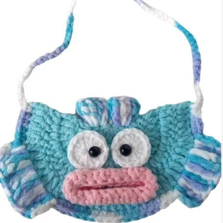 Decoración de cuello de mascota tejida a mano, toalla de babero, boca grande, babero de pescado, accesorios de punto para perros, Halloween - imagen 5