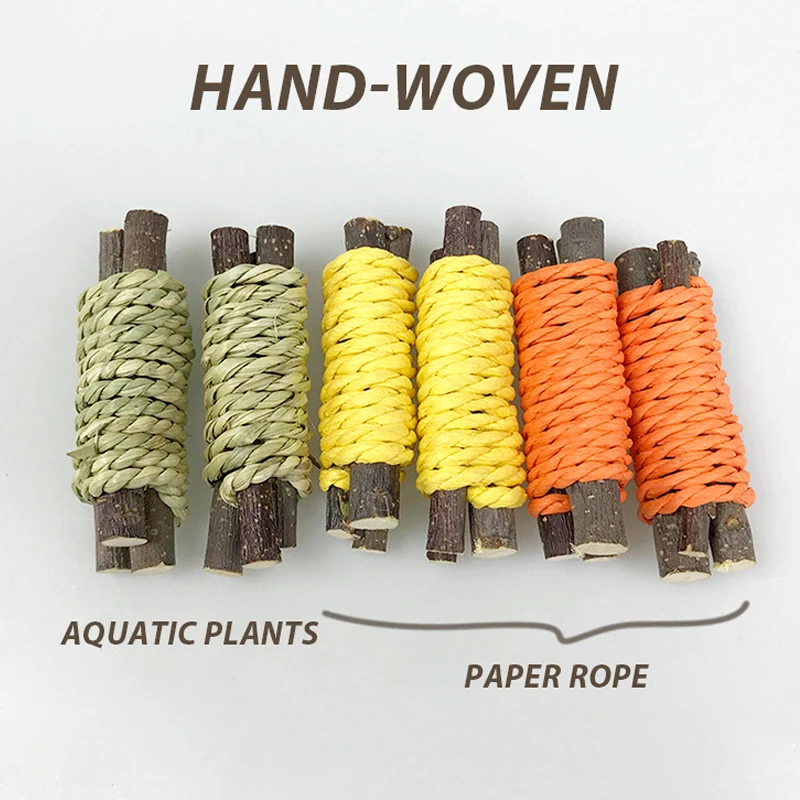 3 pièces/ensemble lapin jouet à mâcher organique naturel pomme bois herbe gâteau animal de compagnie lapin dents meulage jouet pour cochons d'inde Hamsters D9124 - imagen 5