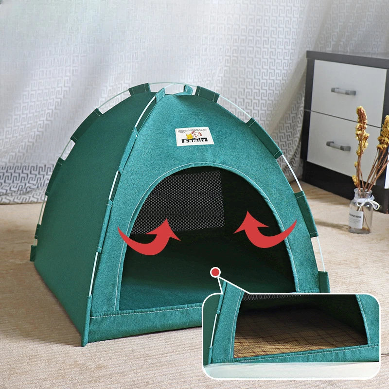 Casa para gatos plegable y transpirable, tienda para mascotas, nido Universal para perros y gatos para las cuatro estaciones, estera fresca de verano, plegable portátil para exteriores - imagen 4