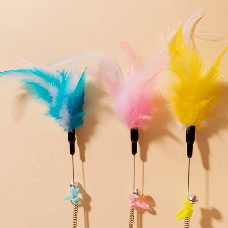 Juguete para gatos con plumas, palo de rompecabezas resistente a mordeduras, juguetes interactivos con mango largo para gatos, suministros para mascotas - imagen 3