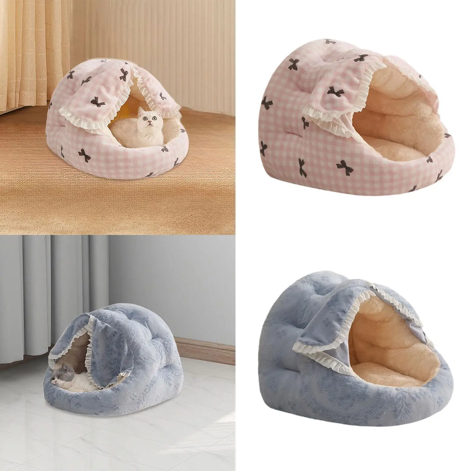 Cat Bed Cave Warm Comfortable Round Pet Bed for Bunny Rabbit Pet Supplies